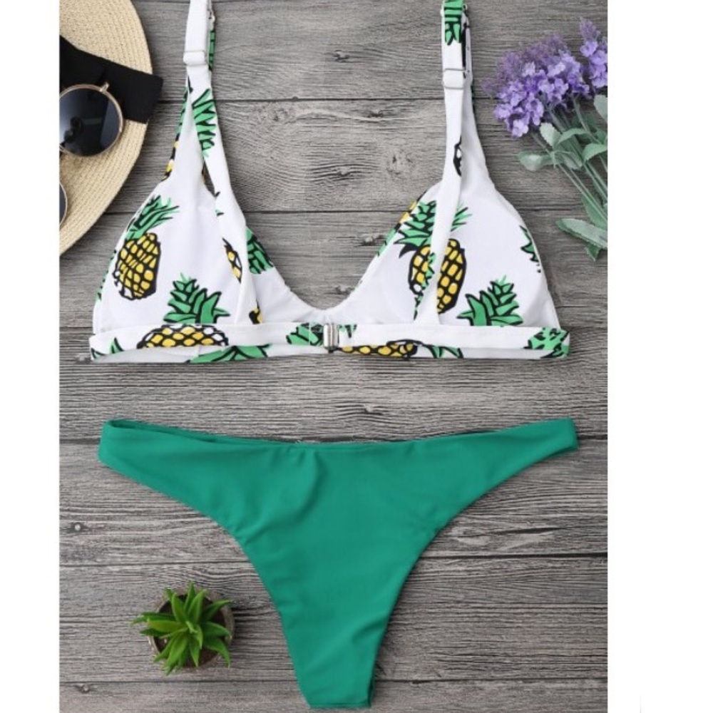 High cut pineapple bikini set green - Picture 2 of 2